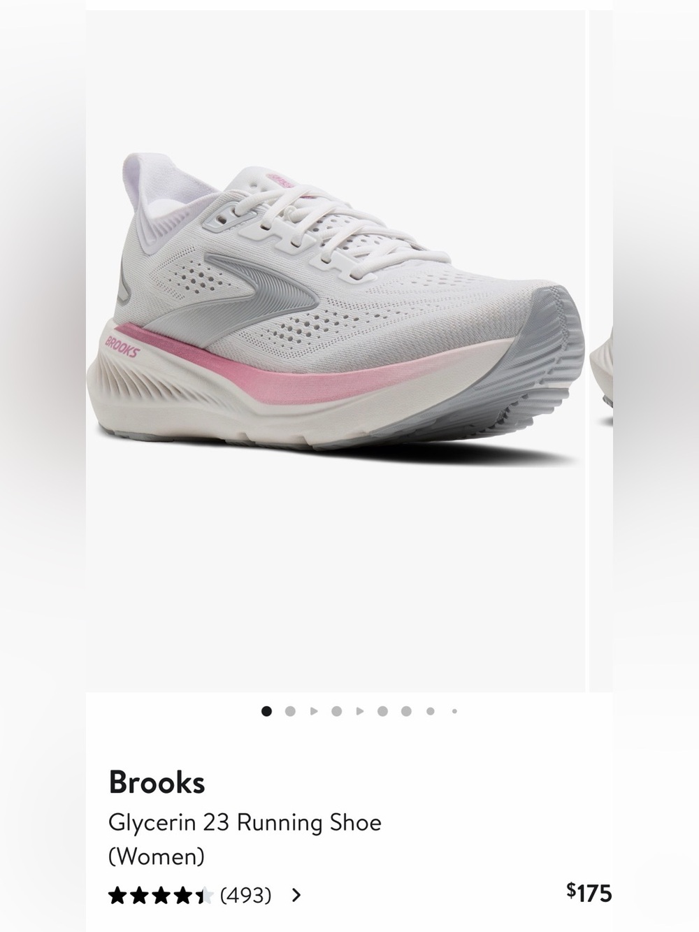 Brooks Women's, Glycerin 23  White and Pink Running Shoes, size 9.5